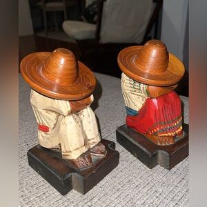 ‼️SOLD‼️Vintage Hand Carved Wooden Mexican Siesta Bookends